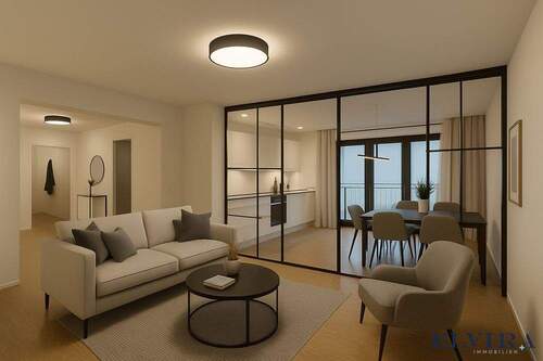 Visualisierungsvorschlag Raumabtrennung Wohn-/Essbereich - 