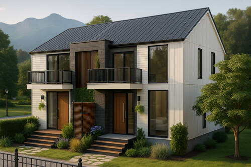 Vorderseite - Visualisierung - Geräumiges Familienhaus mit grünem Rückzugsort und Wasser in der Nähe