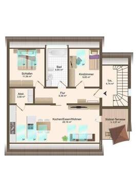 3-Zimmer-Dachgeschosswohnung - 