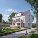 Beispielbebauung Solution 117 XL - LivingHaus Wohnträume - Dein individuell geplantes Fertighaus in Nussbaum