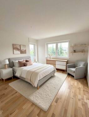 Elternschlafzimmer mit Zugang zum Balkon - (KI gen - 