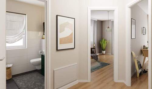 Der Flur bietet Platz für Bilder und Deko - 