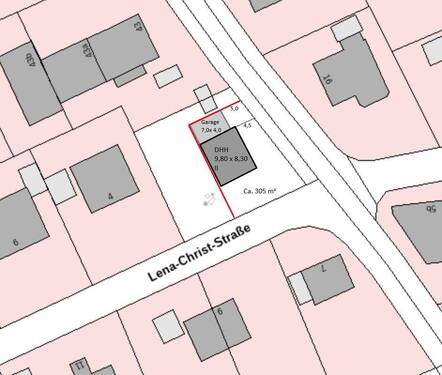 Lageplan mit 305 m² DHH.jpg - Grundstück zum Kaufen in Erding