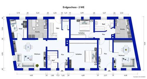 Erdgeschoß mit 2 Wohneinheiten - 