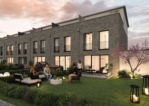 Außenvisualisierung Abendstimmung - Einmalige Chance: Moderner Neubau mit Garten im Herzen von Witten-Herbede!