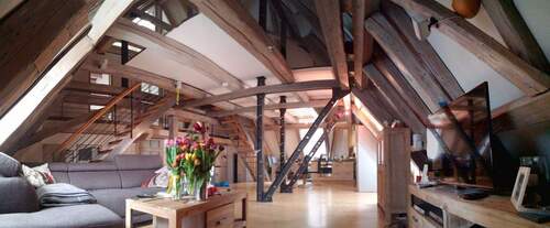 Wohnen/Essen/offene Küche - BW 2466: Charmante 4-Zimmer-Maisonette-Wohnung im Zentrum von Hüfingen