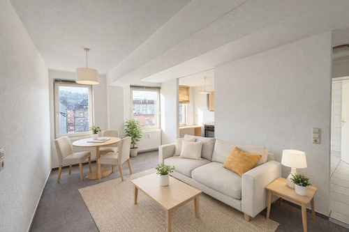 Wohnzimmer (Einrichtung KI generiert) (2) - 2 Zimmer Etagenwohnung in Stuttgart