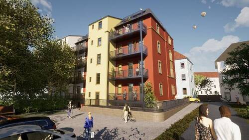 Visualisierung mit Balkonen - 2 Zimmer Mehrfamilienhaus, Wohnhaus in Freiberg