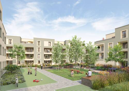 visualisierter Innenhof - 5 Zimmer Terrassenwohnung zum Kaufen in Maintal