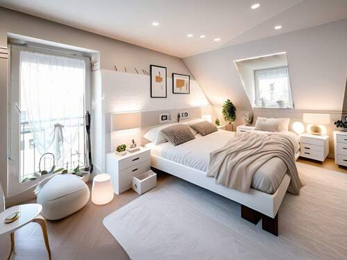 Gestaltungsvorschlag fürs harmonische Schlafzimmer, Bild visualisiert - 