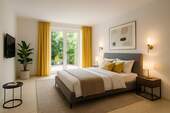 Visualisierung Schlafzimmer mit Fensterfront - 