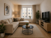 Wohnzimmer (KI generiert) - Zeitlose 2-Zimmer-Wohnung mit urbanem Flair und ruhiger Balkonlage