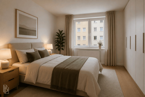 Schlafzimmer (KI generiert) - 2 Zimmer Etagenwohnung zum Kaufen in Berlin