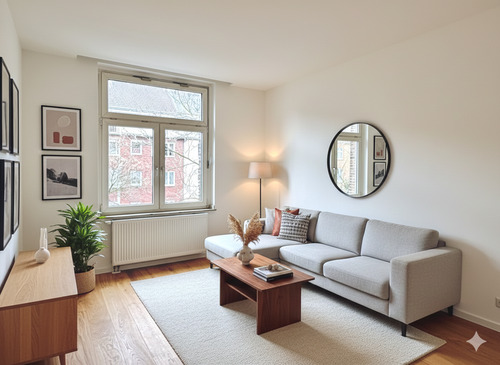 Wohnzimmer - Etagenwohnung mit 65,50 m² in Düsseldorf zum Kaufen