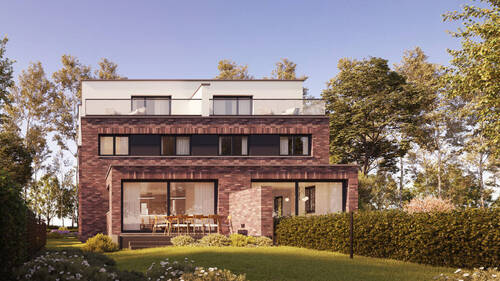 Rückansicht DHH Nrn. 3 & 4 - 4 Zimmer Doppelhaushälfte zum Kaufen in Meerbusch