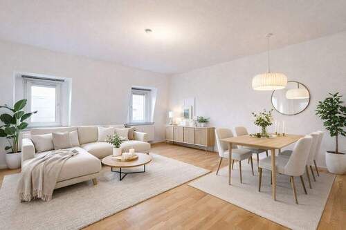 Wohn-/ Essbereich Visualisierung - Charmante Altbauwohnung in unmittelbarer Mainlage