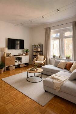 Wohnzimmer KI-Visualisierung - Etagenwohnung mit 69,00 m&sup2; in Frankfurt am Main zur Miete