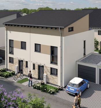 Außenansicht Hauseingang Pultdach - 4 Zimmer Doppelhaushälfte in Marktheidenfeld