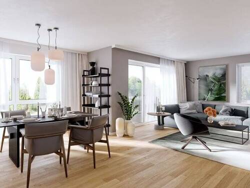 Kampus Karree II_Haus L_WHG5_Wohnzimmer - Etagenwohnung mit 65,70 m&sup2; in Kassel zum Kaufen