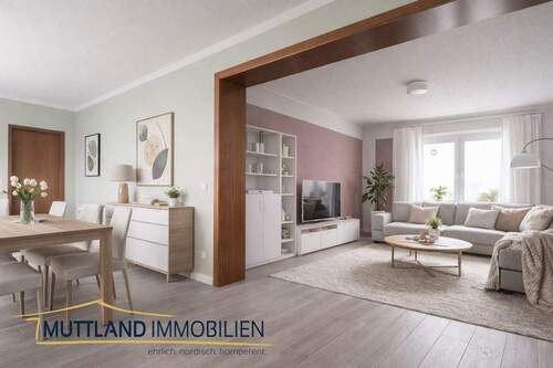 Wohn-/Essbereich - KI umgestaltet - 