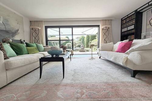 Offenes Wohnzimmer.. - Berg- und Seeblick - charmantes Künstlerhaus am Riegsee mit Schwimmbad und japanischen Garten