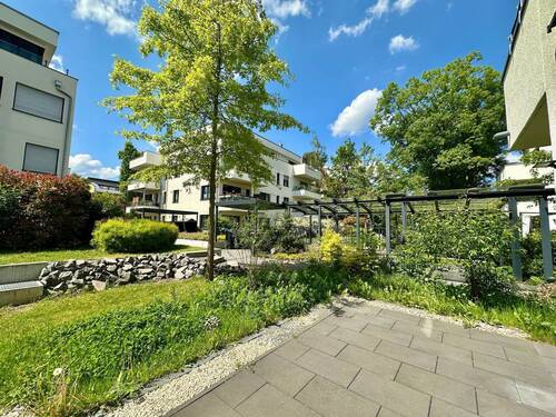 Terrasse mit Blick in die Wohnanlage - 