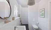 Ein modern gefliestes Badezimmer - 