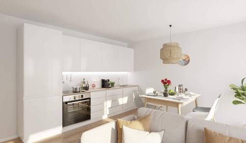 Die offene Wohnküche lädt zum gemeinsamen Kochen e - Wohnung im Staffelgeschoss mit Dachterrasse und Loggia