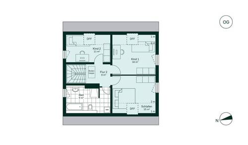 Geräumiges Obergeschoss mit viel Stauraum - 