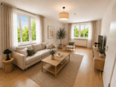 Wohnzimmer visualisiert - Bezugsfreie Wohnung mit Balkon und Blick ins Grüne