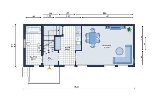 Erdgeschoss (Badezimmer weist eine andere Aufteilung auf) - 