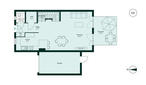 Offener und großzügiger Wohnbereich im Erdgeschoss - 