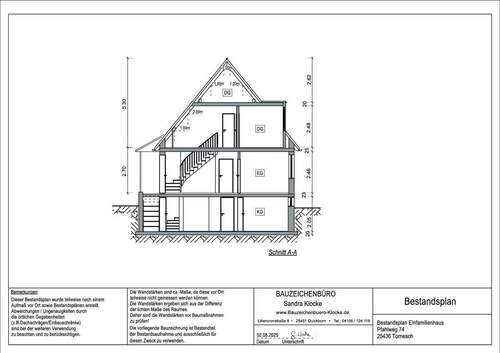Schnitt A-A - Gepflegtes Einfamilienhaus mit 121 m² Wohnfläche in ruhiger Lage von Tornesch