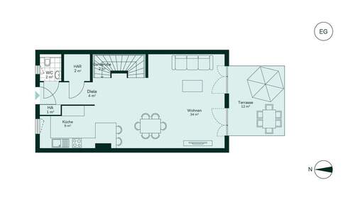 Offener und großzügiger Wohnbereich im Erdgeschoss - 