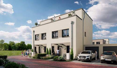 Energieeffiziente Häuser in einem familienfreundli - Doppelhaushälfte mit Dachstudio, Dachterrasse und Garage