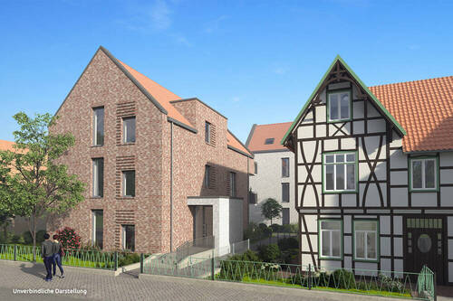 Hausansicht - Baustart: 3-Zimmer-Neubauwohnung mit Sonnenterrasse