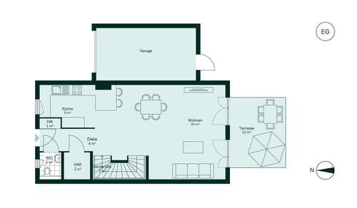 Offener und großzügiger Wohnbereich im Erdgeschoss - 