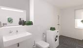 Modernes Tageslichtbad mit bodengleicher Dusche - 