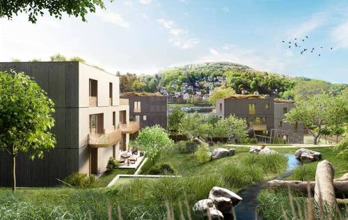 Visualisierung Außenansicht - 2-Zimmer-Neubauwohnung am Neckar