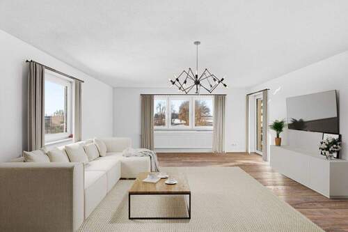 Wohnzimmer Staging - 3-Zimmer OG Wohnung mit Balkon, hochwertiger Sanierung inkl. Garagen- und Außenstellplatz