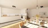 Die offene Wohnküche bietet reichlich Platz für ku - Komfortables Doppelhaus inkl. Garage und Wärmepumpe