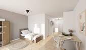 Lichtdurchfluteter Wohnbereich dank bodentiefer Fenster - Moderne und energieeffiziente Wohnung