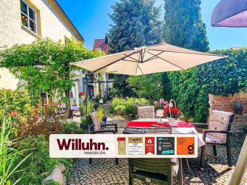 Garten - 182 m² Wohnfläche + 74 m² Gewerbefläche im Erdgeschoss I Einliegerwohnung-Wohnung im DG