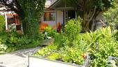 Blick Hochbeet auf Terrasse - 