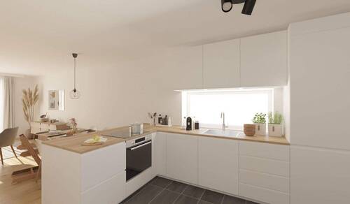 Die offene Wohnküche lädt zum gemeinsamen Kochen e - Reihenmittelhaus mit 158,90 m² in Langen zum Kaufen