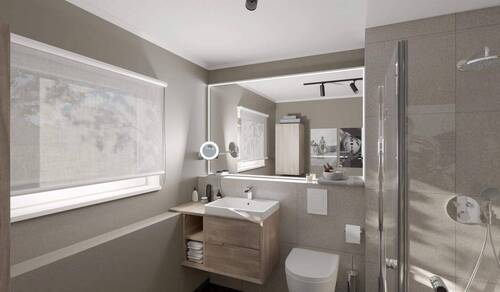 Ein modern gefliestes Badezimmer mit bodengleicher - 4 Zimmer Etagenwohnung zum Kaufen in Bad Honnef-Rhöndorf