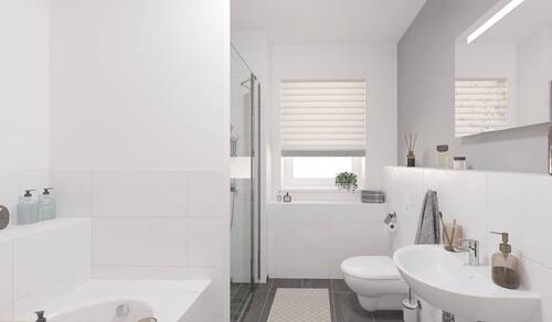Modernes Tageslichtbad mit bodengleicher Dusche un - 