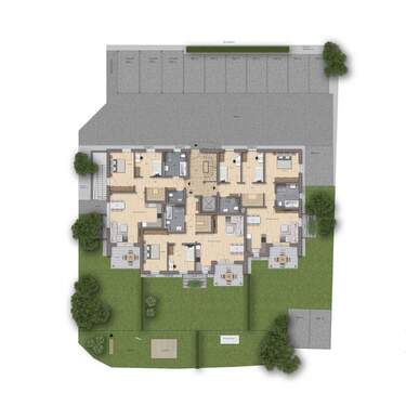 Außenanlagenplan mit Stellplätzen und Carports - 3 Zimmer Etagenwohnung in Roth