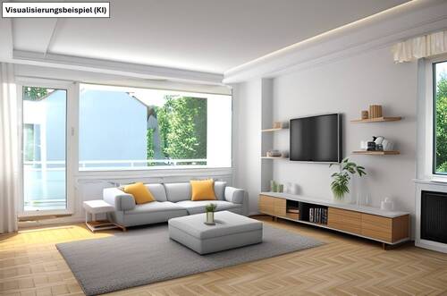 Wohnzimmer Beispiel - Lichtdurchflutet: Helle 3-Zimmer-Wohnung mit EBK, Sonnenbalkon, Garage und Lift!