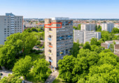 Hausansicht mit Markierung der Wohnung - 
